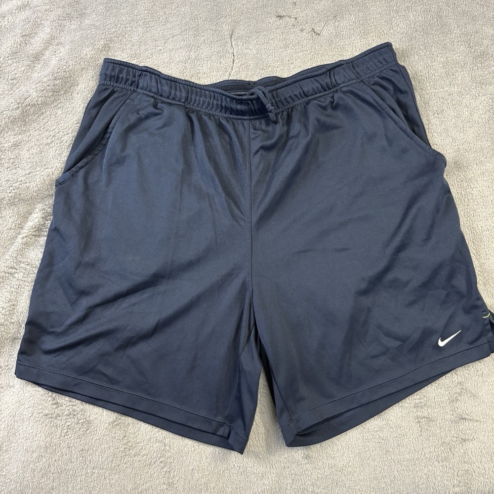 Nike Fit Dry Basketball Shorts Mens XL Blue Athletic Sports Swoosh‎ Drawstings